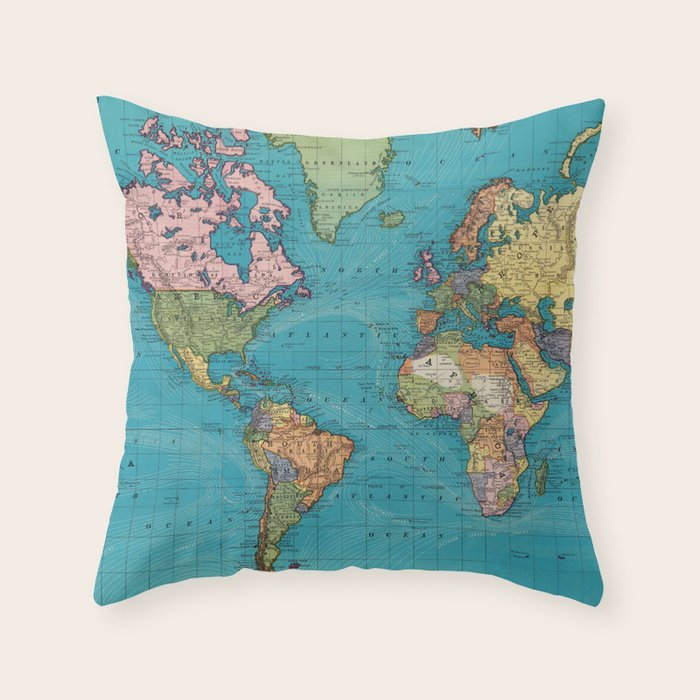 Vintage Map of The World (1897) Throw Pillow Gallery Image 6