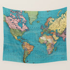 Vintage Map of The World (1897) Wall Tapestry Gallery Image 4