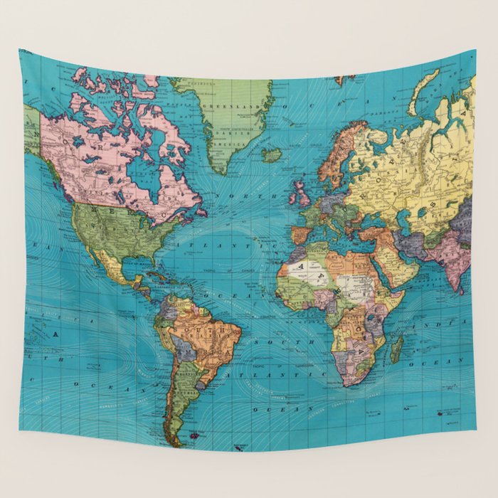 Vintage Map of The World (1897) Wall Tapestry Gallery Image 4