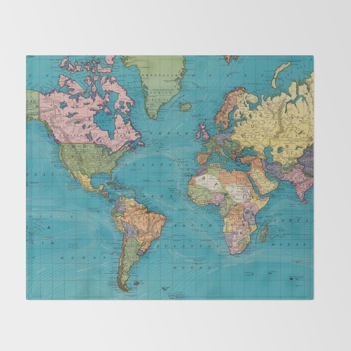 Vintage Map of The World (1897) Throw Blanket Gallery Image 2