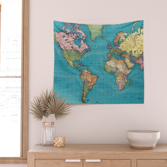 Vintage Map of The World (1897) Wall Tapestry Gallery Image 2