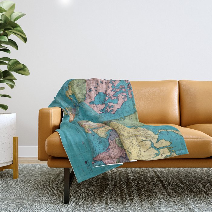 Vintage Map of The World (1897) Throw Blanket Gallery Image 1