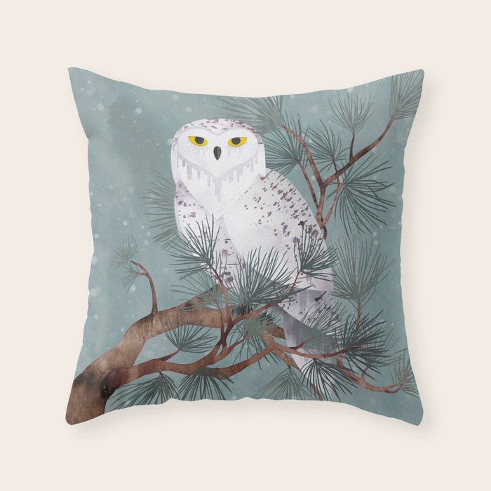 Snowy Throw Pillow Gallery Image 1