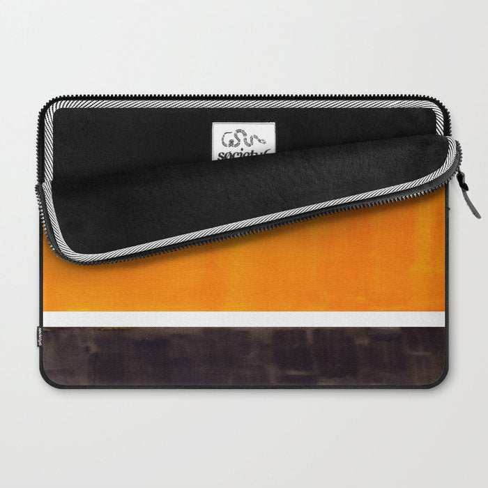 Minimalist Mid Century Modern Color Block Pop Art Rothko Inspired Golden Yellow Black Squares Laptop Sleeve Gallery Image 2
