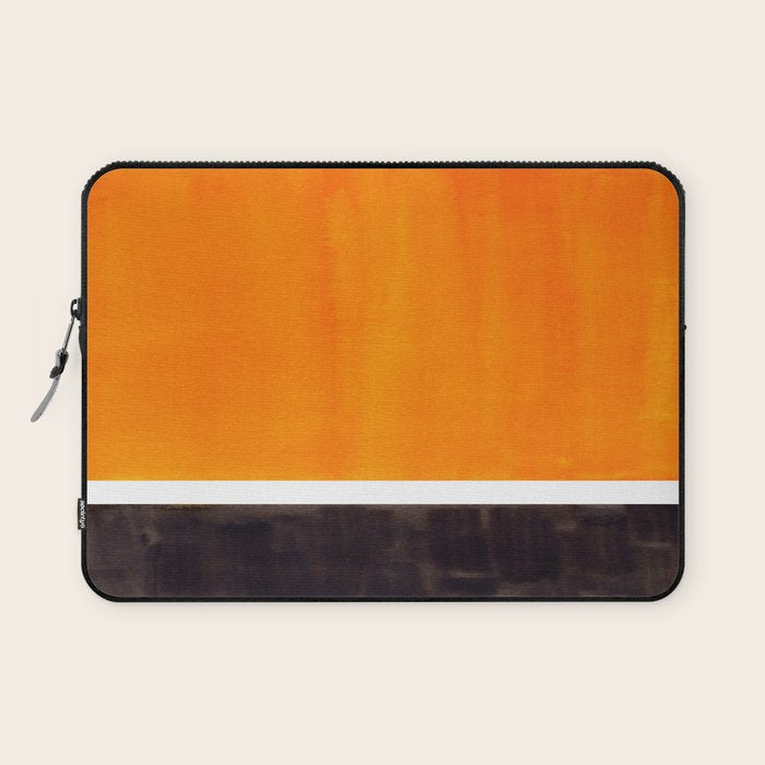 Minimalist Mid Century Modern Color Block Pop Art Rothko Inspired Golden Yellow Black Squares Laptop Sleeve Gallery Image 1