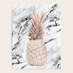 Rose Gold Pineapple on Black and White Marble Poster Gallery Image 4