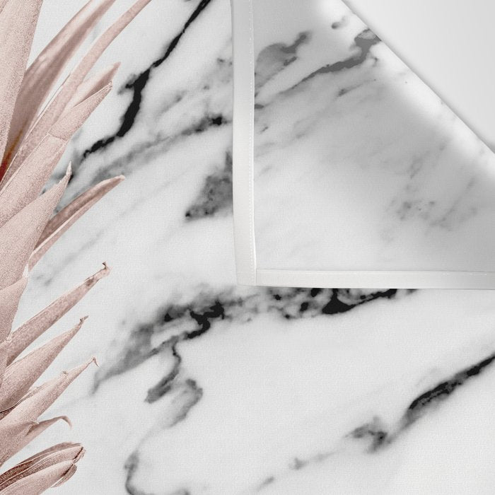 Rose Gold Pineapple on Black and White Marble Wall Tapestry Gallery Image 3