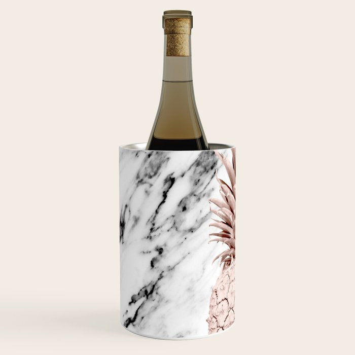 Rose Gold Pineapple on Black and White Marble Wine Chiller Gallery Image 2
