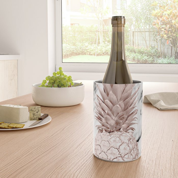 Rose Gold Pineapple on Black and White Marble Wine Chiller Gallery Image 4