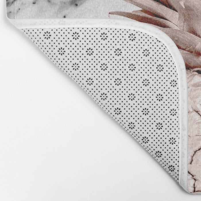 Rose Gold Pineapple on Black and White Marble Bath Mat Gallery Image 2