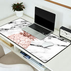 Rose Gold Pineapple on Black and White Marble Desk Mat Gallery Image 2