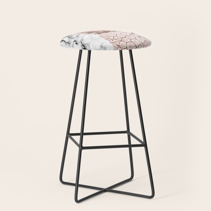 Rose Gold Pineapple on Black and White Marble Stool Gallery Image 1