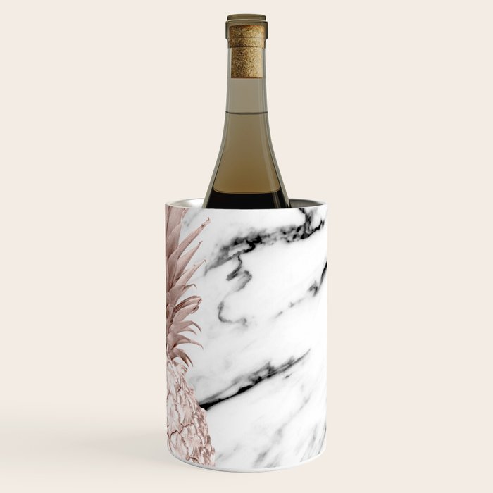 Rose Gold Pineapple on Black and White Marble Wine Chiller Gallery Image 3