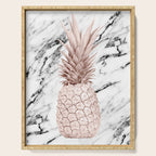 Rose Gold Pineapple on Black and White Marble Serving Tray Gallery Image 1