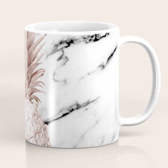 Rose Gold Pineapple on Black and White Marble Coffee Mug Gallery Image 1