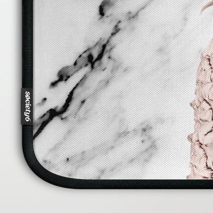 Rose Gold Pineapple on Black and White Marble Laptop Sleeve Gallery Image 3