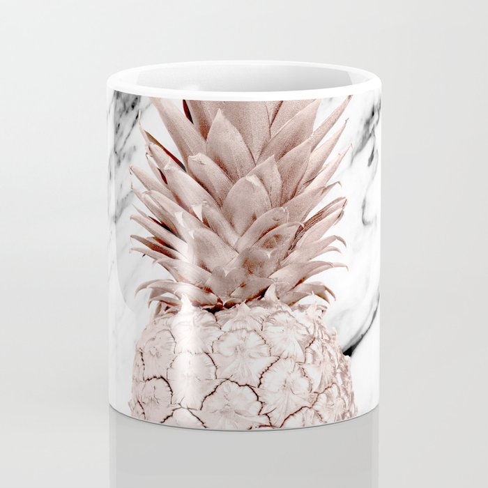 Rose Gold Pineapple on Black and White Marble Coffee Mug Gallery Image 4