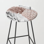 Rose Gold Pineapple on Black and White Marble Stool Gallery Image 2