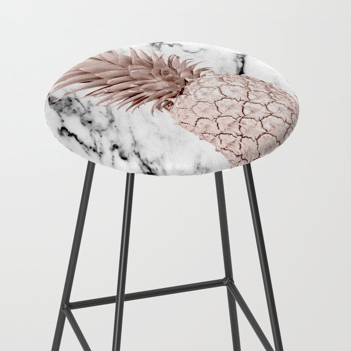 Rose Gold Pineapple on Black and White Marble Stool Gallery Image 2