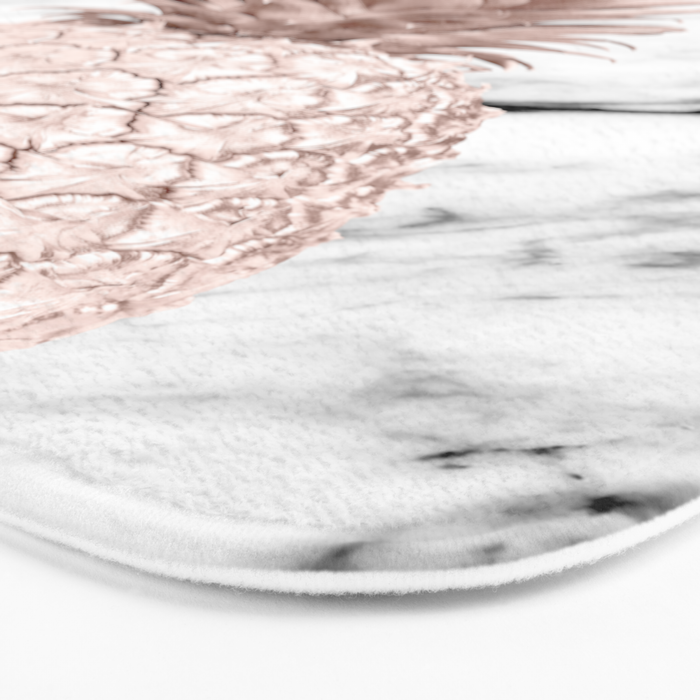 Rose Gold Pineapple on Black and White Marble Bath Mat Gallery Image 3