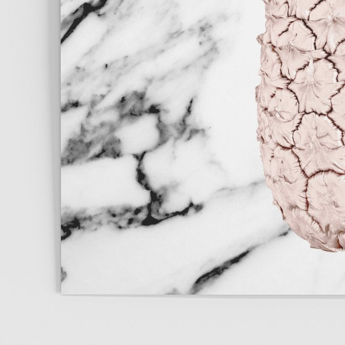 Rose Gold Pineapple on Black and White Marble Poster Gallery Image 3