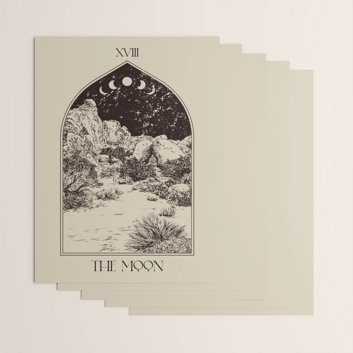 The Moon Tarot Card Poster. Mystic Landscape. Esoteric tarot. Dark moon Wrapping Paper Gallery Image 3