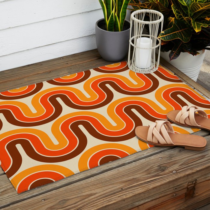 70s Retro Vintage Style 821 Autumn Outdoor Rug Gallery Image 2