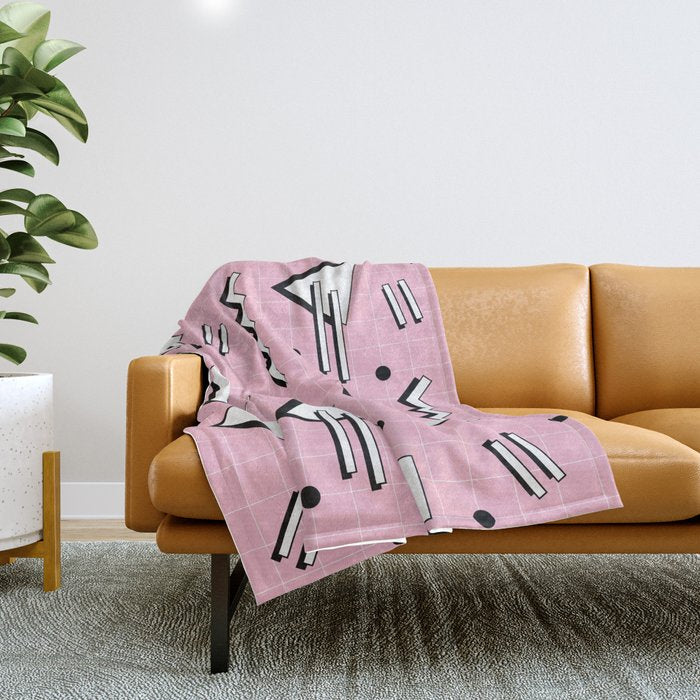 Memphis pattern 70 - 80s / 90s Retro Throw Blanket Gallery Image 1