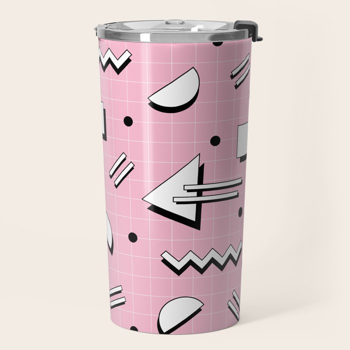 Memphis pattern 70 - 80s / 90s Retro Travel Mug Gallery Image 2
