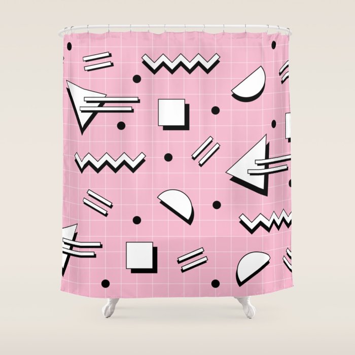 Memphis pattern 70 - 80s / 90s Retro Shower Curtain Gallery Image 1