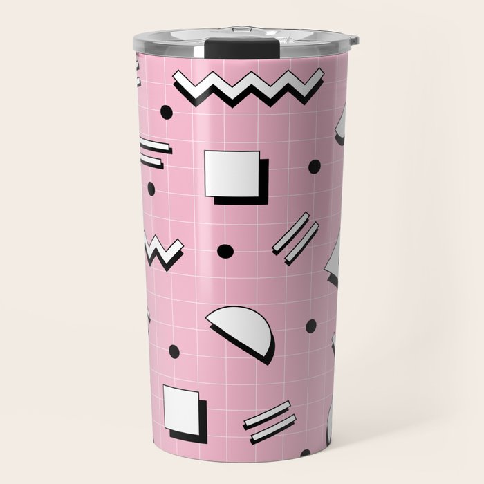 Memphis pattern 70 - 80s / 90s Retro Travel Mug Gallery Image 1