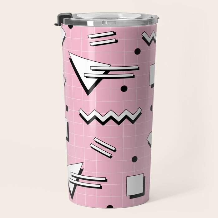 Memphis pattern 70 - 80s / 90s Retro Travel Mug Gallery Image 3