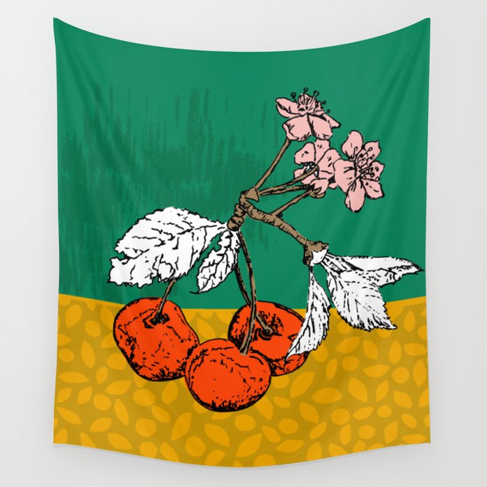 Super fruits - Cherry for Passion and love Wall Tapestry Gallery Image 4