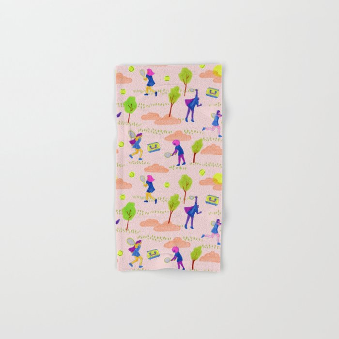 Let's Play Tennis in Peachy Pink Bath Towel Gallery Image 1