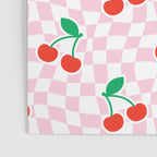 Cute pink cherry fruit checkered pattern Poster Gallery Image 3