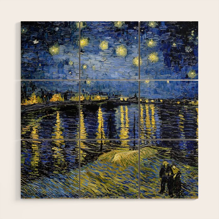 Vincent Van Gogh Starry Night Wood Wall Art Gallery Image 1