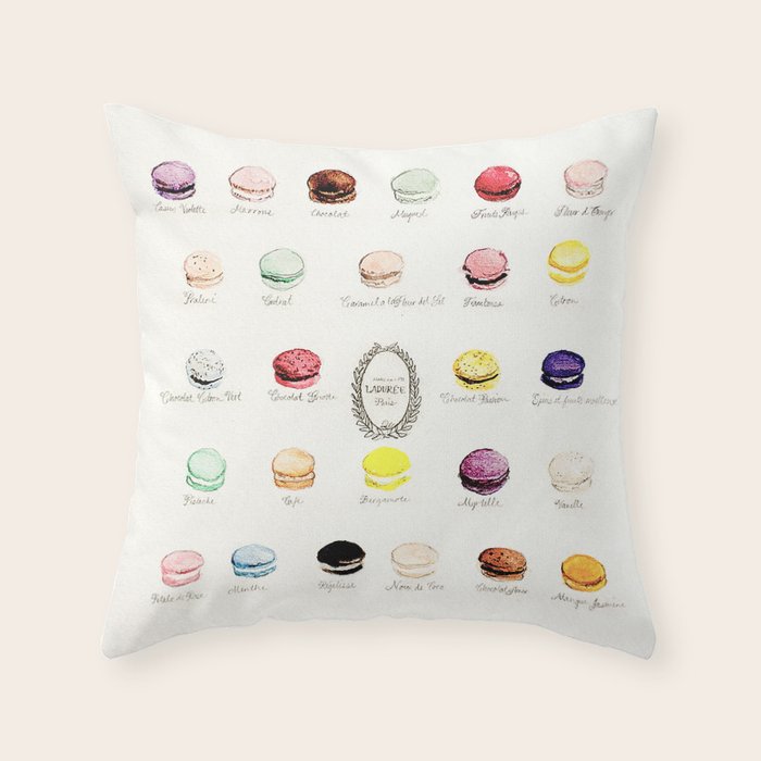 laduree macaron menu Throw Pillow Gallery Image 1