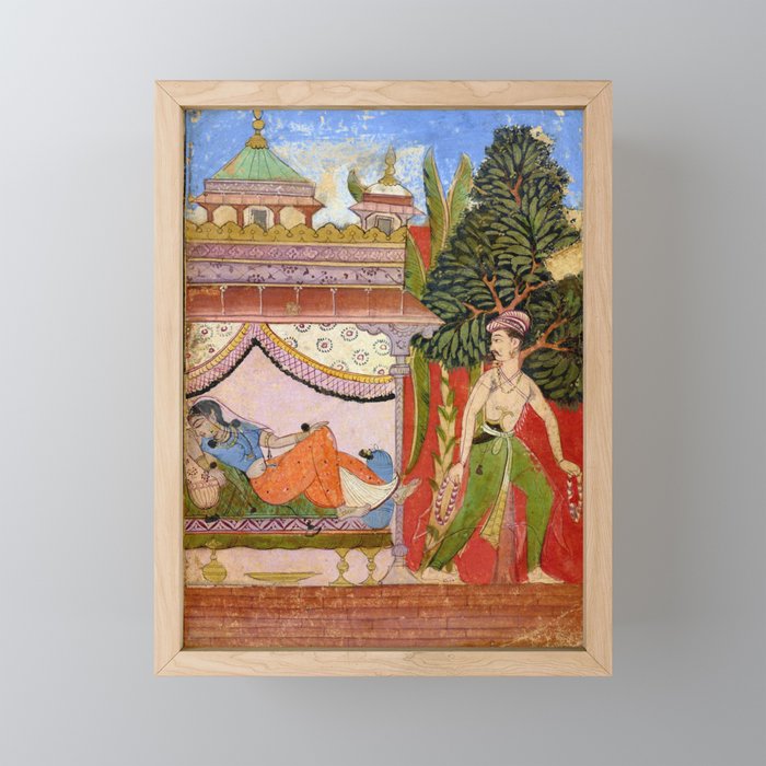 Lovers Indian Miniature Painted Illustration Mini Art Print Gallery Image 1