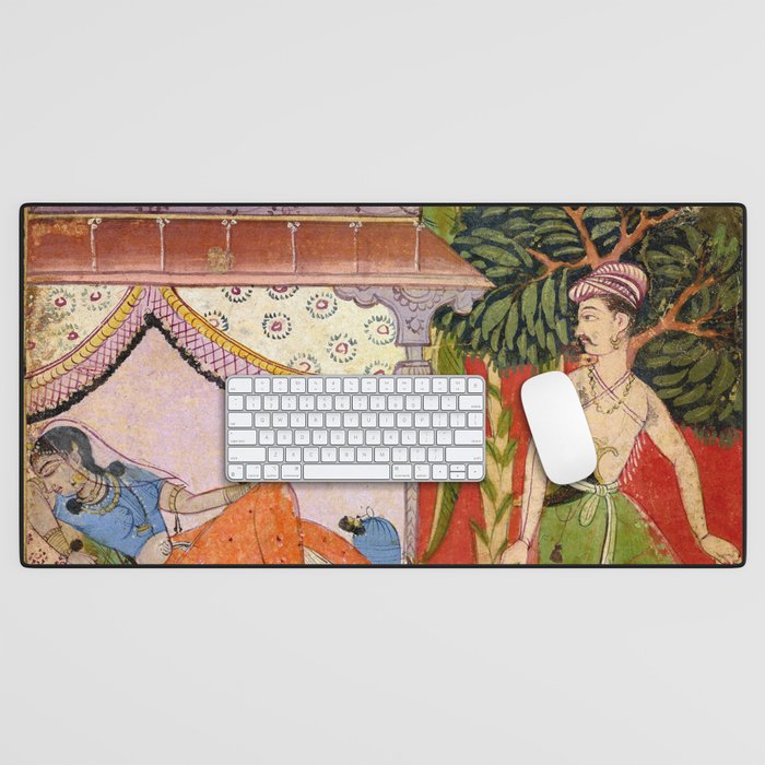 Lovers Indian Miniature Painted Illustration Desk Mat Gallery Image 1
