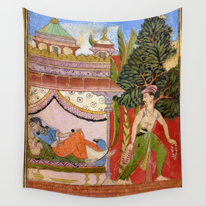 Lovers Indian Miniature Painted Illustration Wall Tapestry Gallery Image 4