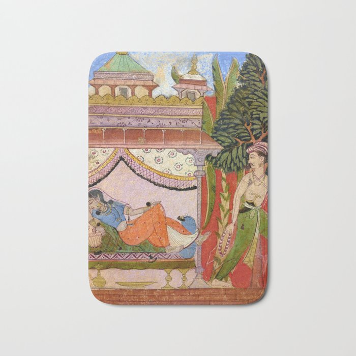 Lovers Indian Miniature Painted Illustration Bath Mat Gallery Image 1