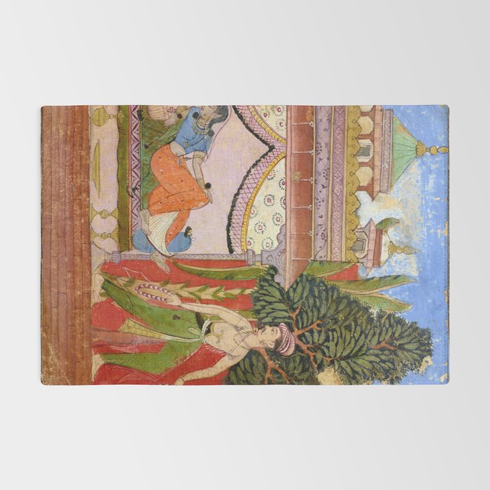 Lovers Indian Miniature Painted Illustration Rug Gallery Image 2