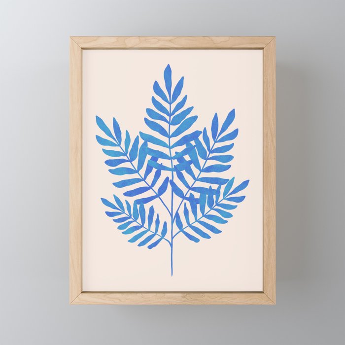 Blue Fern Leaf Mini Art Print Gallery Image 1