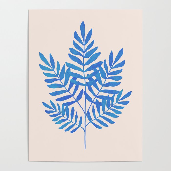 Blue Fern Leaf Poster Gallery Image 1