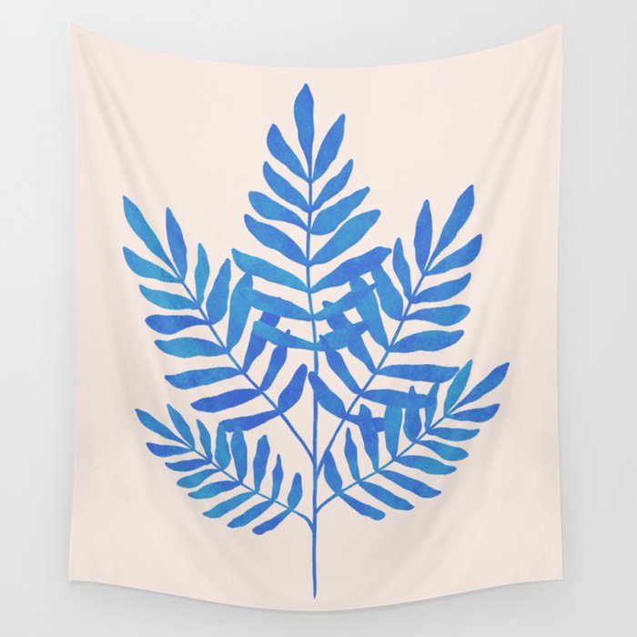 Blue Fern Leaf Wall Tapestry Gallery Image 1
