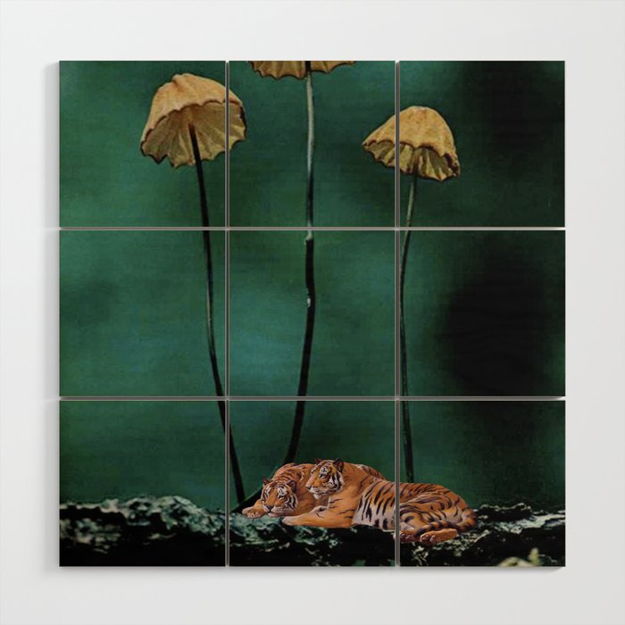 Resting Tigers Wood Wall Art Gallery Image 1