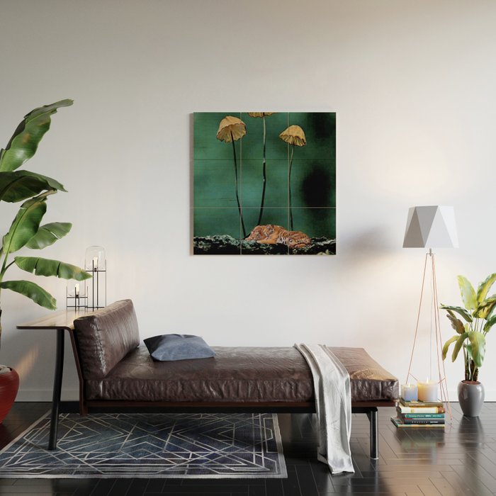 Resting Tigers Wood Wall Art Gallery Image 2