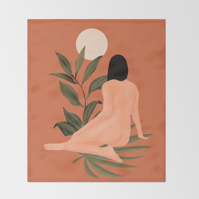 Minimal Abstract Art Nude Woman 7 Throw Blanket Gallery Image 2