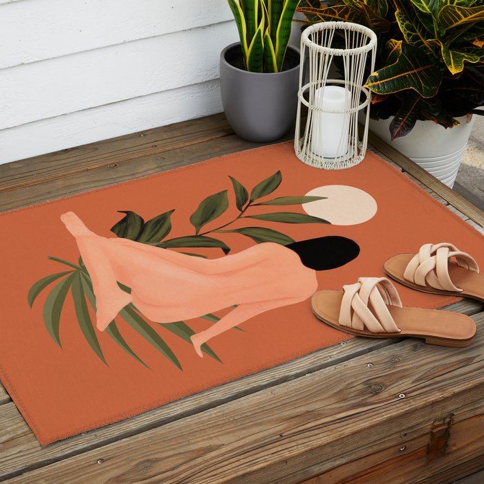 Minimal Abstract Art Nude Woman 7 Outdoor Rug Gallery Image 2