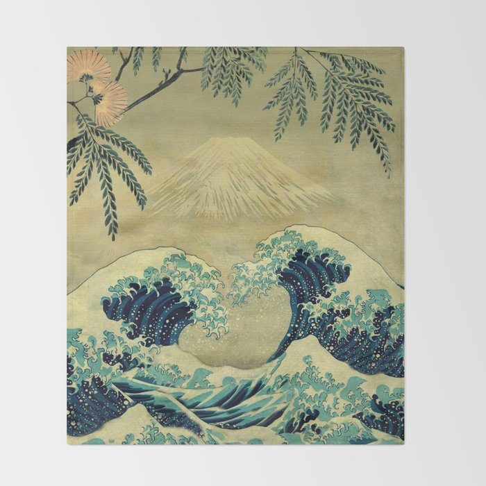 The Great Blue Embrace at Yama Throw Blanket Gallery Image 2